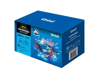 фото Гирлянда LED со статическим свечением ULD-S1000-120/SWK MULTI IP67 10м соедин. 120 диодов разноцвет. свет провод бел. Uniel UL-00007202