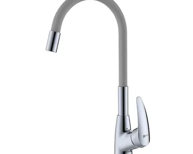 фото Смеситель для кухни Lemark Linara гибкий излив LM0415C-Gray серый