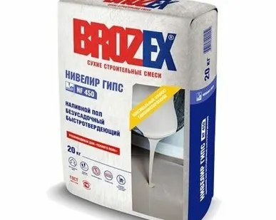 фото Наливной пол быстротвердеющий BROZEX NF450 НИВЕЛИР ГИПС, 20 кг