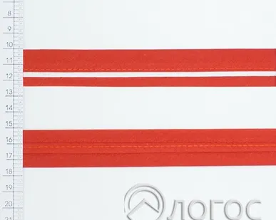 фото Косая бейка декоративная с кантом Т 25мм, D5+D1 (красный с белым кантом)