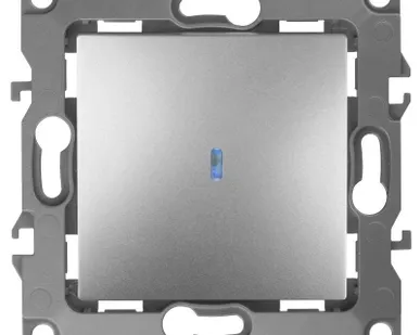 фото Механизм выключателя 1-кл. СП Эра12 10А IP20 12-1102-03 250В 10AX с подсветкой алюм. Эра Б0014635