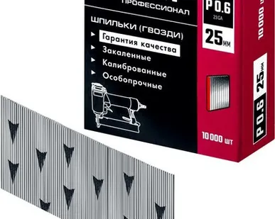 фото ЗУБР тип 23GA (P0.6) 25 мм, 10 000 шт, шпильки для нейлера, Профессионал (31835-25)