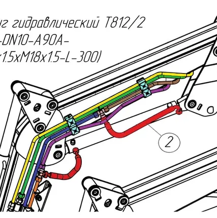 Фото №0 (CZ 31295) Шланг гидравлический для фронтального погрузчика Metal-Fach Т812/2 (1SN-DN10-A90A-M18x1.5xM18x1.5-L-300)