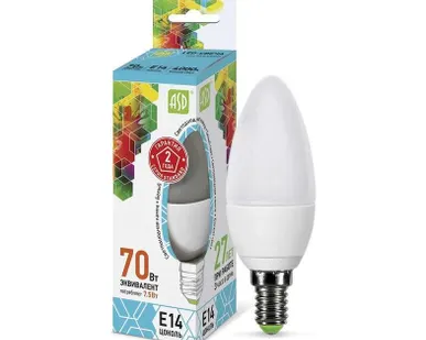 фото Лампа светодиодная LED-СВЕЧА-standard 7.5Вт СВЕЧА 4000К бел. E14 675лм 160-260В ASD 4690612003931