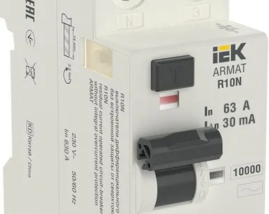 фото Выключатель дифференциального тока 2п 63А 30мА тип AC ВДТ R10N ARMAT IEK AR-R10N-2-063C030