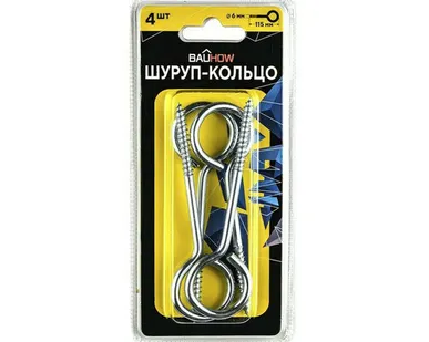фото Шуруп-кольцо 6х80/115-15 оцинкованный 4шт в блистере Bauhow 89104