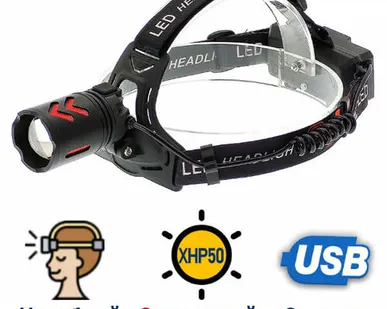 фото Сверхъяркий налобный фонарь с фокусировкой PT-FLG50 (XHP50)