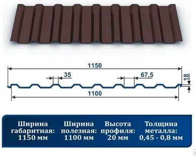 фото Профнастил С-20 с полимерным покрытием 8017ш шоколадно-коричневый шелкогр.