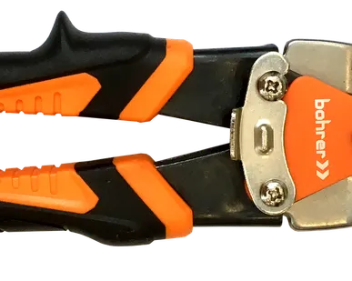 фото Ножницы по металлу Bohrer 250 мм CR-V (прямые) (хол.сталь до 1,2 мм; нерж.сталь до 0,7 мм) двухкомпонентные рукоятки