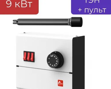 фото ТЭН с пультом 9 кВт для твердотопливного котла ТЭНБ-9-G1½"- Ч (3х220В) с колпаком + ПУЭ 10/03