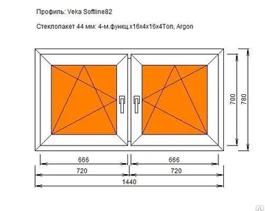 фото Окно veka 1440x780 (2 открывания)