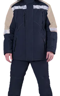 фото Куртка ХАЙ-ТЕК SAFETY зимняя, синий-бежевый