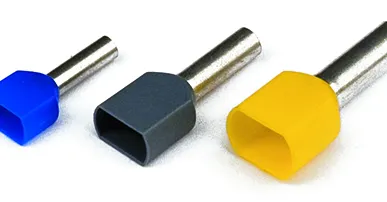 фото ДКС Наконечник-гильза двойная 8 мм с изолир.фланцем 0,25 кв.мм голубой (НШВИ2)