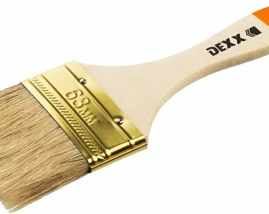 фото Кисть флейц DEXX 63 мм, 2.5,″ натуральная щетина, деревянная ручка, флейцевая, все виды ЛКМ