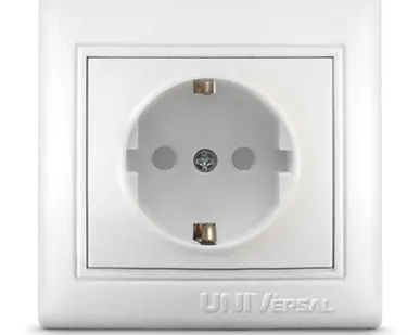 фото Розетка 1-м СП Севиль защ. шторки с заземл. бел. UNIVersal С0049