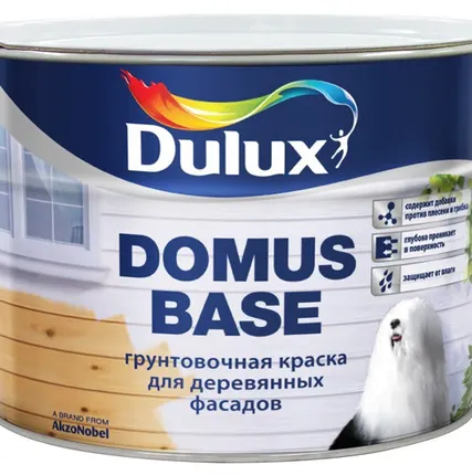 Фото №0 DULUX DOMUS BASE КРАСКА ГРУНТОВОЧНАЯ ДЛЯ ДЕРЕВЯННЫХ ПОВЕРХНОСТЕЙ Дулюкс