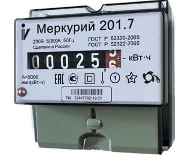 фото Электросчетчик МЕРКУРИЙ 201.7 230V 60A однотарифный однофазный