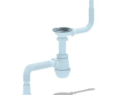 фото АНИ A0142SA15 Сифон Грот 3 1/2&quot;х40, гибкий круглый перелив, гофра 40х40/50 мм