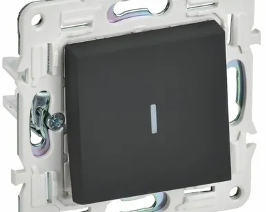 фото SKANDY Выключатель 1-клавишный с индикацией 10А SK-V07G графит IEK