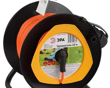 фото Удлинитель силовой RPx-1-2x1-40m на пластик. катушке б/з 1гнездо 40м ПВС 2х1 Эра Б0046834