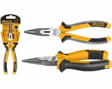 фото Длинногубцы (тонкогубцы) 160мм прямые "INDUSTRIAL" / INGCO