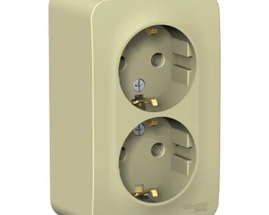 фото Розетка 2-м ОП BLANCA 16А 250В без шторок с заземл. изол. пласт. беж. SchE BLNRA010217