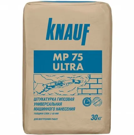 Фото №0 Штукатурка гипсовая МП 75 машинного нанесения для внутренних работ 30кг Кнауф (1п=40шт)