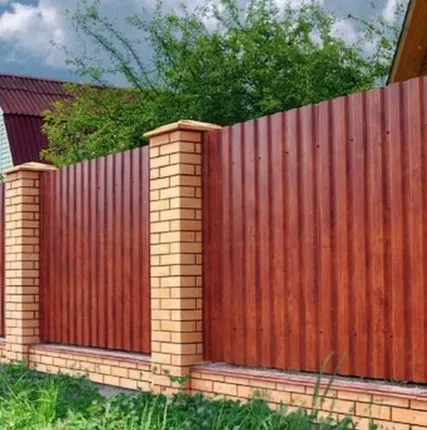 Фото №0 Профнастил под дерево морёный дуб, сосна, белый камень, кирпич (0,5 мм глянцевый)