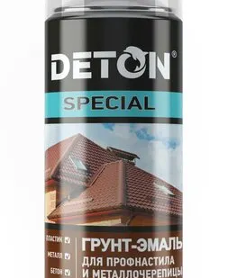 фото Грунт-эмаль аэроз. алкидная д/металлочер. Deton Special зеленый лист 520мл RAL 6002