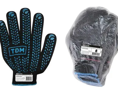 фото Перчатки х/б с ПВХ Протектор черные (РФ)