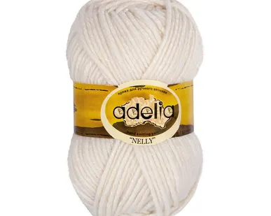 фото Пряжа ADELIA "NELLY" 70% шерсть, 30% акрил 100 г 100 м №01 БЕЛЫЙ