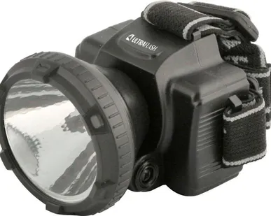 фото Фонарь аккумуляторный налобный LED5366 LED 2 режима 220В пластик. черн. (бокс) Ultraflash 11649