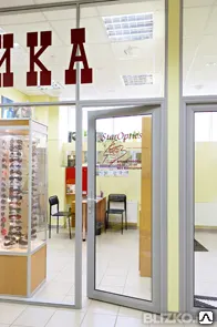 фото Межкомнатая алюминиевая дверь одинарный витраж, выполним доставку установку