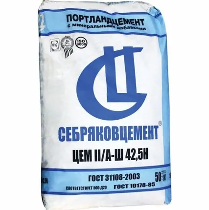 Фото №0 Портландцемент с минеральными добавками ЦЕМ II/А-Ш 42,5Н по 50кг(в паллетах(2тн)(СЕБРЯКИ М-500)1п=40