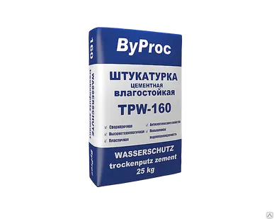 фото Штукатурка влагостойкая цементная ByProc 25 кг, TPW-160