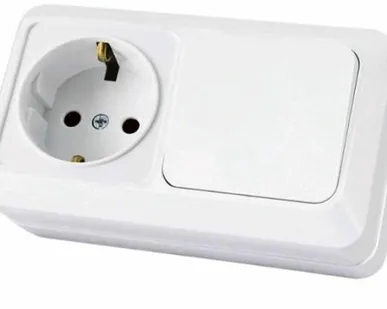 фото Блок О/У Выключатель 1-кл + розетка с заземлением Олимп Universal