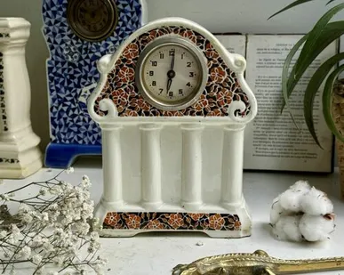 фото Часы настольные Ардеко 19 см фарфор реставрация основания