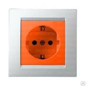 фото Розетка Simon 15 1590432-037 "евр" красная с/п рамка белая