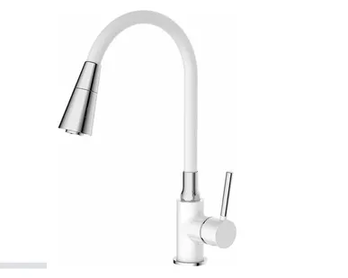 фото Смеситель Frap F4044-8 для кухни с гибким изливом, белый