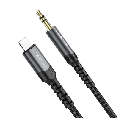 Фото №0 Аудиокабель Borofone BL15 3.5mm mini jack - Lightning 1 м, чёрный