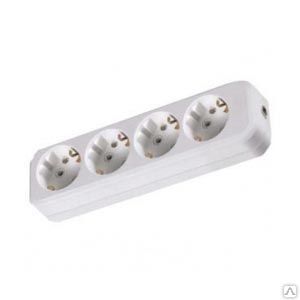 фото Колодка TDM 4 розетки 2П+З 16А 250В, белая