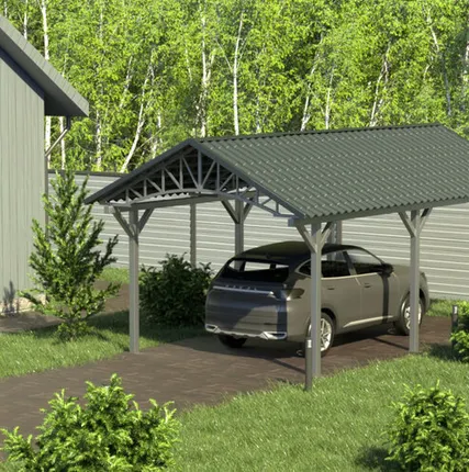 Фото №0 Двускатный навес №22 из металлочерепицы 3,5х6,3 м