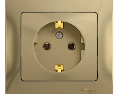 фото Розетка 1-м СП Glossa 16А с заземл. в сборе титан SchE GSL000442