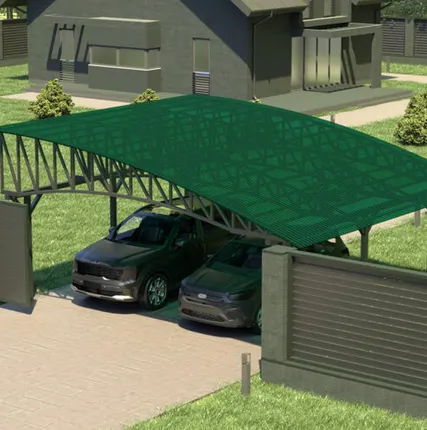 Фото №0 Полуарочный навес №32 из поликарбоната 6,9х6,3 м