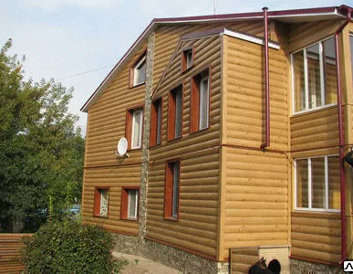 фото Сайдинг металлический, "Блок-хаус", золотистое бревно