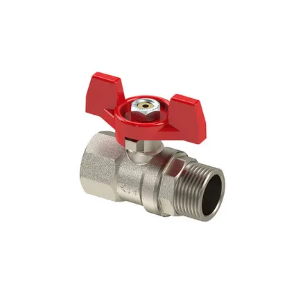 Фото №0 Кран шаровой ручка бабочка, латунь, внутренняя/наружная резьба 3/4",PN25 еврослот, никель, РТП