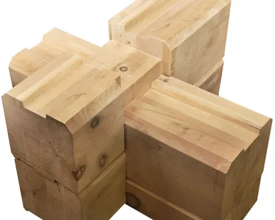 фото Брус 162 (т) x 163 (в), клеёный профилированный с чашкой, сосна