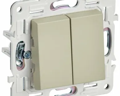 фото SKANDY Выключатель 2-клавишный 10А SK-V04B бежевый IEK