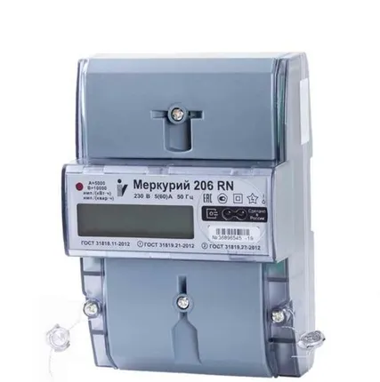 Фото №0 Счетчик электроэнергии 1ф. 230 5(60)А к.т.1/2 многотариф. Меркурий 206 RN (РФ)