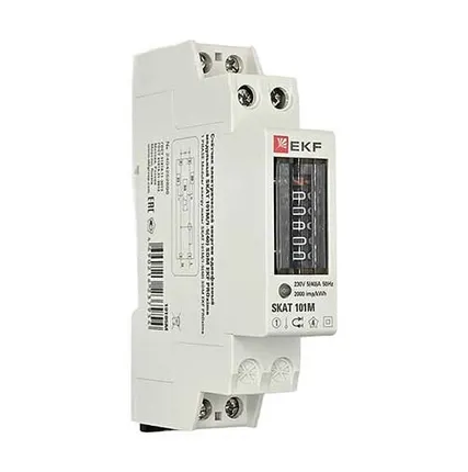 Фото №0 Счётчик однофазный однотарифный SKAT 101М/1-5(40) на DIN-рейку с механическим индикатором EKF